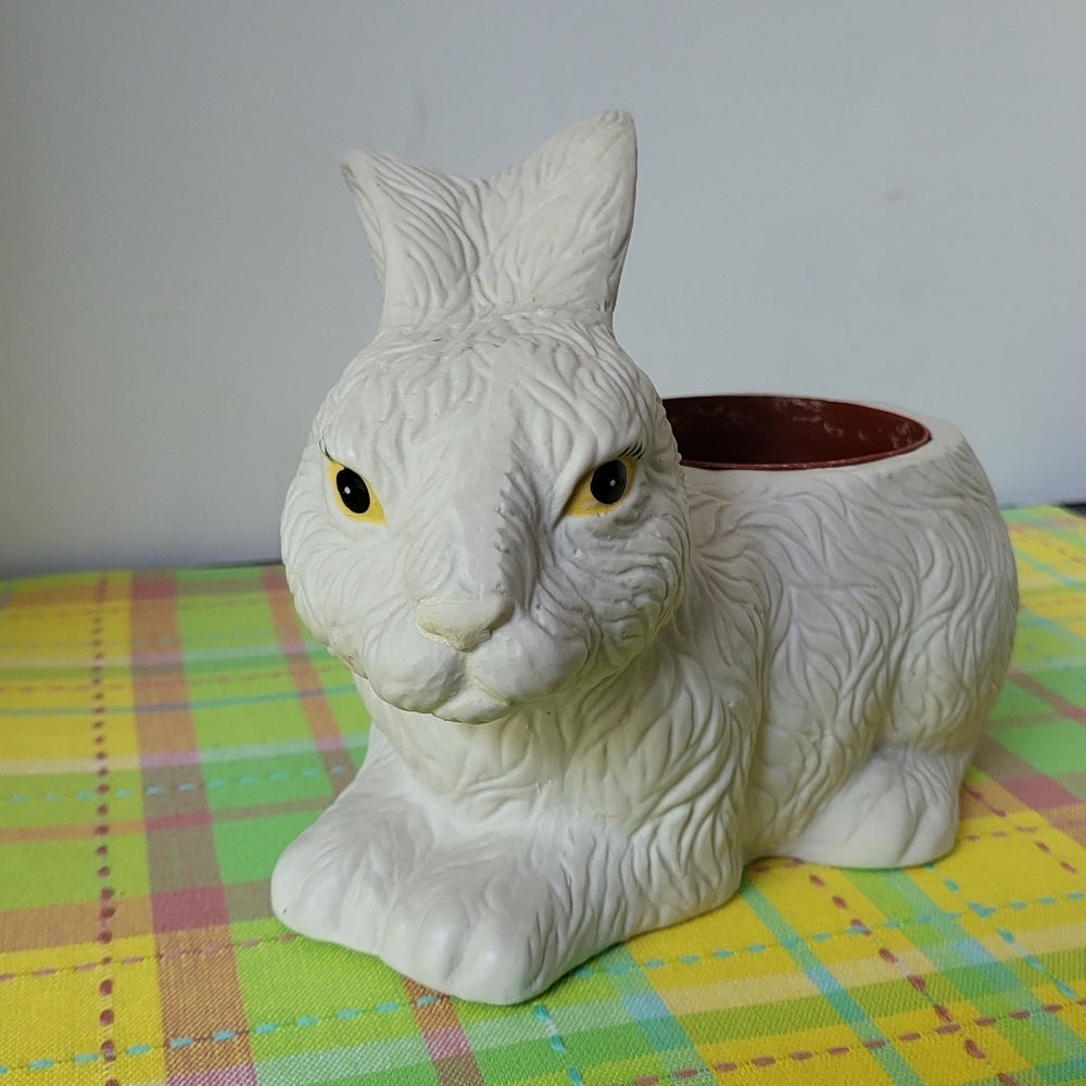 White ceramic bunny flower pot